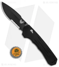 Benchmade 407SBK Vallation AXIS-Assist Knife Black (3.7" Black Serr) 7 Benchmade 407SBK Vallation AXIS-Assist Knife Black (3.7" Black Serr) -Benchmade Shop Benchmade 407SBK Vallation AXIS Assist Black Black Serr BHQ 84270 jr bottlecap 2