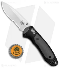 Benchmade 595S Mini Boost AXIS-Assist Knife Black/Gray (3.11" Satin Serr) -Benchmade Shop Benchmade 595S Mini Boost AXIS Assist Black Gray Satin Serr BHQ 78912 jr bottlecap