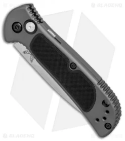 Benchmade 9750 Mini Coalition Automatic Knife Gray Al/Black G-10 (2.9" Satin) -Benchmade Shop Benchmade 9750 Mini Coalition gray al black G10 satin BHQ 75501 er spine 2