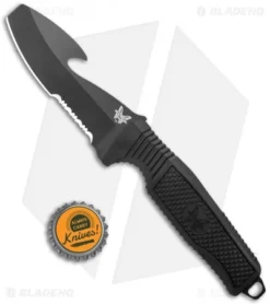 Benchmade H2O Fixed Blade Dive Knife Black Santoprene (3.5" Black Serr) -Benchmade Shop Benchmade Black Fixed Blade Dive Knife 112SBK BLK Black Serr BHQ 123886 jr bottlecap 1