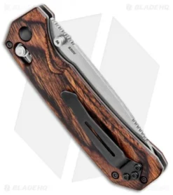 Benchmade Grizzly Creek Folder AXIS Lock Knife W/ Hook (3.5" Satin) 15060-2 -Benchmade Shop Benchmade Grizzly Creek Folder Wood AXIS Lock Gut Hook 15060 2 BHQ 21346 jr side