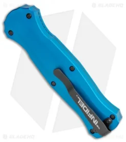 Benchmade Infidel OTF Automatic Knife Blue Aluminum (3.91" Black) 3300BK-2001 6 Benchmade Infidel OTF Automatic Knife Blue Aluminum (3.91" Black) 3300BK-2001 -Benchmade Shop Benchmade Infidel Dagger OTF Auto Blue aluminum 3300BK 2001 BHQ 114880 jr side