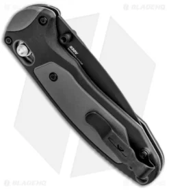 Benchmade 595SBK Mini Boost AXIS-Assist Knife Black/Gray (3.11" Black Serr) -Benchmade Shop Benchmade Mini Boost AXIS Assist Black Gray Black Serr 595SBK BHQ 78761 jr side