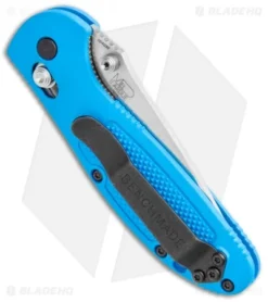 Benchmade Mini Griptilian AXIS Lock Knife Blue (2.91" Satin Serr) 556S-BLU -Benchmade Shop Benchmade Mini Griptilian AXIS Blue Satin Serr 556S BLU BHQ 112491 jr side