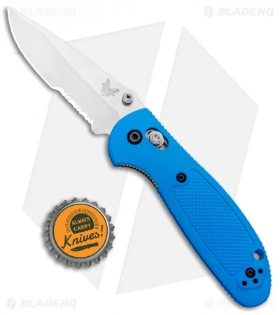 Benchmade Mini Griptilian AXIS Lock Knife Blue (2.91" Satin Serr) 556S-BLU-S30V 4 Benchmade Mini Griptilian AXIS Lock Knife Blue (2.91" Satin Serr) 556S-BLU-S30V - Image 4