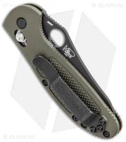 Benchmade Mini Griptilian AXIS Lock Knife Olive Drab (2.91" Serr) 555SBKOD-S30V -Benchmade Shop Benchmade Mini Griptilian AXIS Lock Olive Drab BLack Serr 555SBKOD S30V BHQ 2030 jr side