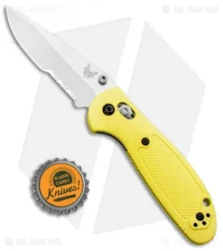 Benchmade Mini Griptilian AXIS Lock Knife Yellow (2.91" Satin Serr) 556S-YEL -Benchmade Shop Benchmade Mini Griptilian AXIS Lock Yellow Satin Serr 556S YEL S30V BHQ 2495 jr bottlecap 1