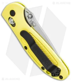 Benchmade Mini Griptilian AXIS Lock Knife Yellow (2.91" Satin Serr) S30V -Benchmade Shop Benchmade Mini Griptilian AXIS Lock Yellow Satin Serr 556S YEL S30V BHQ 2495 jr side