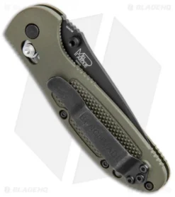 Benchmade Mini Griptilian OD Green Tanto Knife (2.91" Black Serr) 557SBKOD -Benchmade Shop Benchmade Mini Griptilian AXIS OD Green Tanto Black Serr 557SBKOD BHQ 112500 jr side
