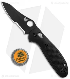Benchmade Mini Griptilian Axis Lock Knife Black (2.91" Black Serr S30V) 555SBK 7 Benchmade Mini Griptilian Axis Lock Knife Black (2.91" Black Serr S30V) 555SBK -Benchmade Shop Benchmade Mini Griptilian Axis Lock Black Black Serr 555SBK BHQ 92865 jr bottlecap