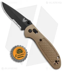 Benchmade Mini Griptilian AXIS Lock Knife Sand (2.91" Black Serr) D2 -Benchmade Shop Benchmade Mini Griptilian Manual Axis Lock D2 Tan Black 556SBKSND2 1402 BHQ 98827 jr bottlecap