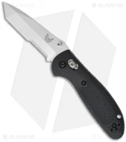 Benchmade Mini Griptilian Tanto AXIS Lock Knife Black (2.91" Satin Serr) 557S