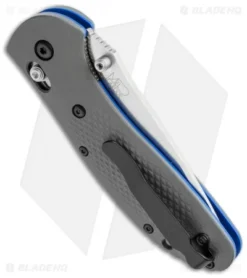 Benchmade Griptilian AXIS Lock Knife Gray/Blue G-10 (3.45" Satin Serr) 551S-1 -Benchmade Shop benchmade griptilian 551s 1 side cm