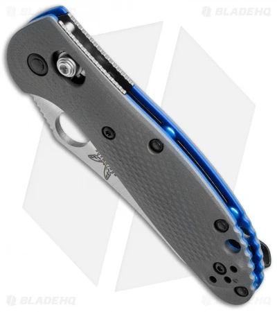 Benchmade Mini Griptilian AXIS Knife Gray/Blue G-10 (2.91" Satin Serr) 555S-1 2 Benchmade Mini Griptilian AXIS Knife Gray/Blue G-10 (2.91" Satin Serr) 555S-1 - Image 2