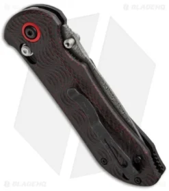 Benchmade 908-161 Stryker II AXIS Lock Knife Red/Black CF (3.57" Damasteel) Gold -Benchmade Shop benchmade stryker 908 161 cm side